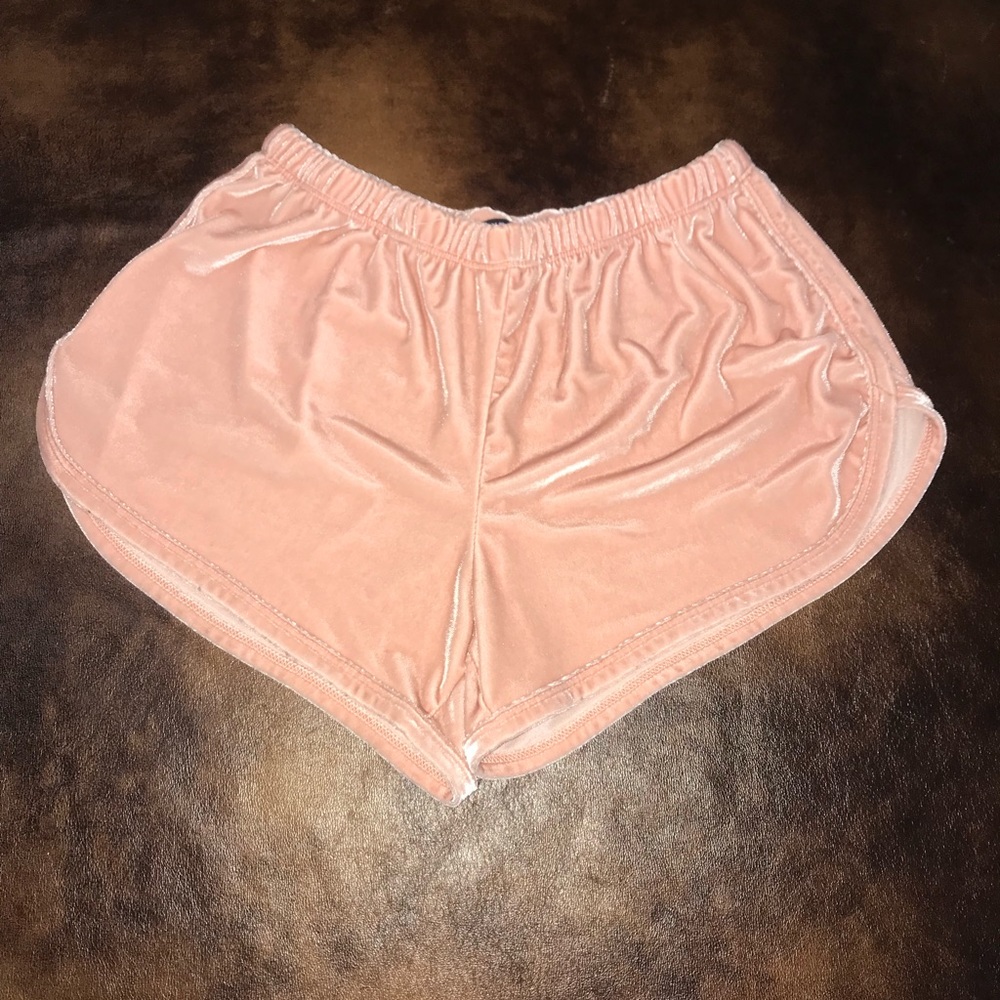 Brandy Melville Pink Velvet Shorts One Size